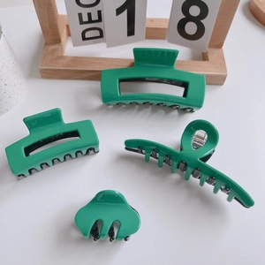 Retro Cellulose Acetate Hair Claw Clip Geometric Green Black Contrast Color Styling Shark Clip For Women Hair Accessory