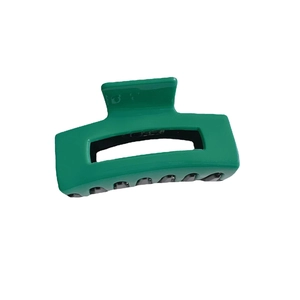 Retro green acetate hair claw clip with rectangular cutout for elegant hair styling