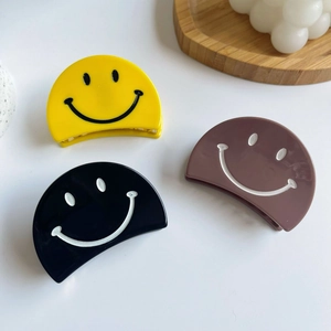 Pince à Cheveux en Acétate de Cellulose Style Coréen avec Visage Souriant pour Femme Pince Crabe Géométrique Accessoires Cheveux