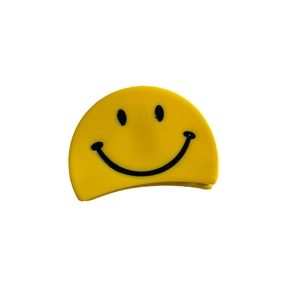 Pince à cheveux jaune mignonne avec motif smiley et finition brillante pour femmes