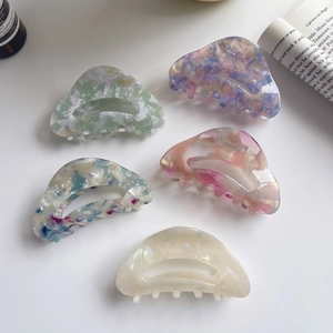 5-piece vintage acetate hair claw set with marble textures and elegant Morandi colors