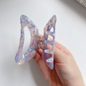 Large butterfly hair claw with purple oil painting texture made of acetate material