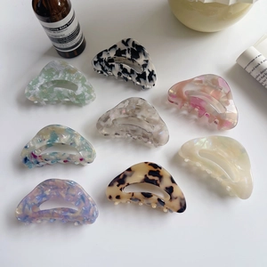 French Retro Acetate Hair Claw Clip Elegant Marble Floral Pattern Shark Clip Large Nonslip Hair Clamp For Women Accessories