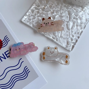Cute Korean 3-piece cartoon animal hair clip set for girls in cat, bear and bunny shapes