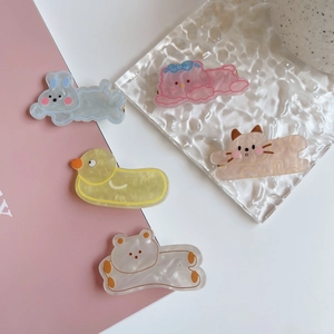 Cute Cartoon Animal Acrylic Hair Clips For Women Girls Handmade Rabbit Bear Shape Duckbill Clip Trendy Hair Accessories