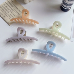 Pince à Cheveux en Acétate Vintage Français Élégant Épissage de Couleur Crème Géométrique Grande Pince Requin pour Femme Accessoire Quotidien