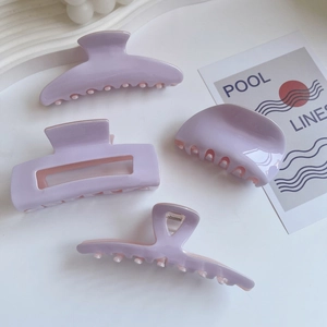 Korean Style Large Cellulose Acetate Hair Claw Clip Handmade Geometric Pink Purple Contrast Shark Clip For Women Hair Accessory
