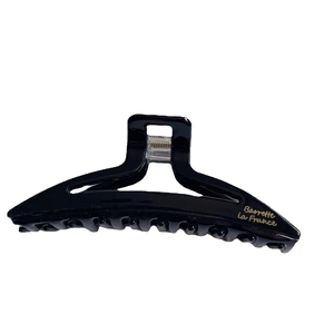 Classic black acetate hair claw clip with golden Barrette La France lettering