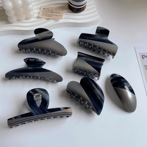 French Style Acetate Hair Claw Clip Marble Pattern Geometric Hairpin Shark Clip For Women Elegant Hair Accessories For Daily Use
