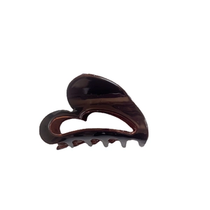 Elegant heart-shaped chocolate brown acetate hair claw clip with a glossy minimalist finish