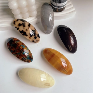 French Retro Acetate Hair Clip Elegant Marble Tortoiseshell Pattern Spring Clip Large Oval Hair Barrettes For Women Hair Accessories