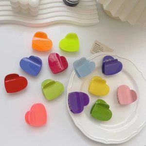 Pince à Cheveux en Acétate en Forme de Cœur Simple Multicolore Couleur Bonbon Épingles à Cheveux Mode Doux Accessoires Cheveux Femmes Filles