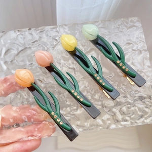 Lot de barrettes tulipes en acétate avec strass aux couleurs variées pour femmes