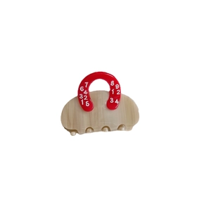 French style handbag shaped acetate hair claw clip with marble pattern and red handle
