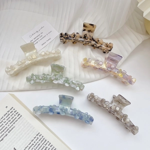 Pinza per Capelli Grande in Acetato Coreano Dolce Fiore 3D Strass Clip a Squalo Elegante Accessorio per Capelli Donna
