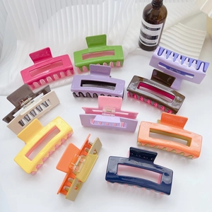 Colorful acetate claw clip set in minimalist rectangular hollow design for women