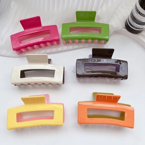 Set of 6 large acetate candy color square hair claws for thick hair styling