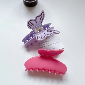 Eleganter lila Schmetterling Haarklammer mit Strass und pinker Acetat Haargreifer Clip