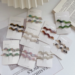 Retro Wave Side Hair Clip For Women Korean Fashion Cellulose Acetate Marble Tortoise Shell Decorative Barrettes Hair Accessory