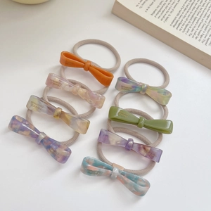 Élastique à Cheveux Coréen en Acétate de Cellulose avec Nœud pour Femme Scrunchies Simple Texture Marbre Fait à la Main