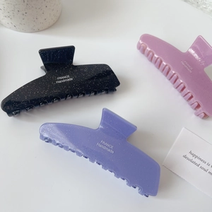 Lot de pinces à cheveux en acétate pailleté noir, violet et bleu lavande étincelant