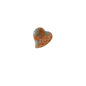 French heart acetate hair claw with vintage orange and teal marble texture for women