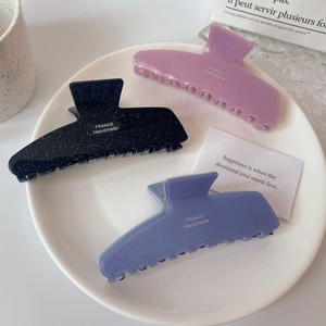 Pinces à Cheveux Coréennes en Acétate Paillettes Ciel Étoilé Pince Requin Gelée Grandes Épingles à Cheveux Faites Main pour Femmes Accessoires Coiffure