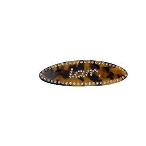 Sparkling tortoiseshell acetate hair clip with rhinestones in a classic vintage design