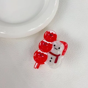 Christmas snowman hair claw clip with festive red balls and acetate snowman design