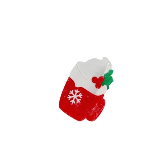 Christmas snowman themed red and white acetate hair claw clip with snowflake patterns