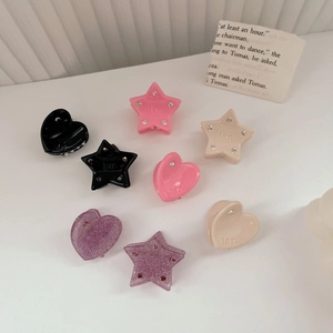 Pinze per Capelli Mini Stella Cuore in Acetato Strass Fatte a Mano Stile Coreano per Donne Ragazze Accessori per Capelli