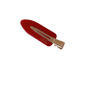 Eleganter roter Haarklammer aus Acetat mit goldener France Handmade Gravur Details