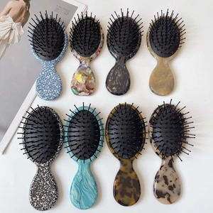 Portable Acetate Cushion Hair Brush For Women Scalp Massage Detangling Hair Comb Marble Tortoiseshell Pattern Fashion Hair Tool
