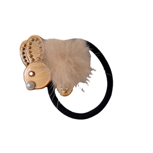 Elastico per capelli a coniglio con strass e pompon in morbido peluche per ragazze