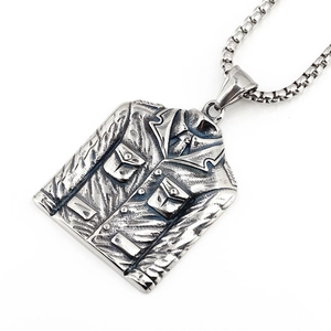 Vintage punk style military jacket pendant necklace in titanium steel for men