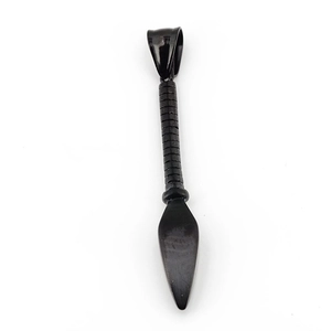 Retro hip hop spear pendant necklace in black stainless steel finish for men and women