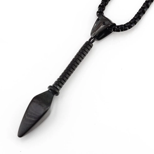 Gothic style black stainless steel spearhead pendant necklace with box chain for men
