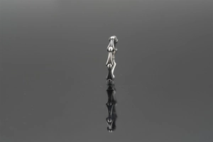 Macro detail of retro titanium steel bamboo joint ring with vintage gothic bone texture