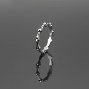 Vintage Stainless Steel Bamboo Joint Bone Ring For Men Women Punk Gothic Industrial Style Polished Finger Jewelry