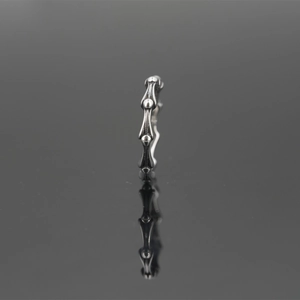 Vintage gothic titanium steel bamboo joint ring with retro silver finish for men and women
