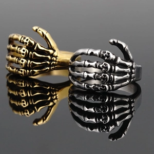 Punk Skeletthand Ring Aus Edelstahl Für Herren Damen Gothic Rock Antik Totenkopf Fingerring Vintage Mode Schmuck Geschenk