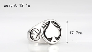 Vue macro d'une bague pique vintage en acier inoxydable avec finitions noires