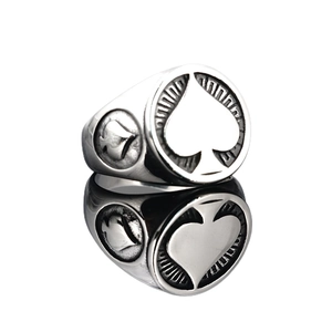 Bague punk vintage pour homme avec motif pique en acier inoxydable argenté poli