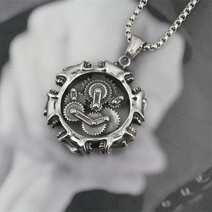 Steampunk-Zahnrad-Totenkopf-Halskette in Retro-Silber für Biker und Hip-Hop-Style
