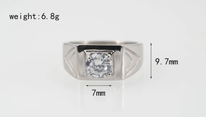Macro detail of men's titanium steel ring with brushed inner band and 7mm center stone