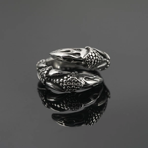 Bague Vintage en Acier Titane Griffe de Dragon pour Hommes Style Punk Gothique Texture Écailles Bague Gothique