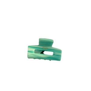 Elegant mint green and white marbled acetate rectangular hair claw clip for women