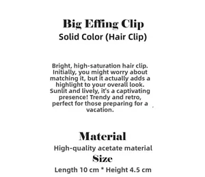 Size specifications for 10cm acetate hair claw clip with material and dimension details