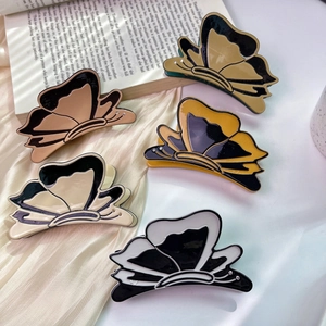 Elegant Butterfly Hair Claw High-end Acetate Hair Accessory Vintage French Butterfly Hair Clip With Rhinestones For Women