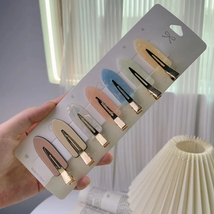 7er-Set Haarklammern aus Acetat mit Marmortextur in Morandi-Farben und Goldclip